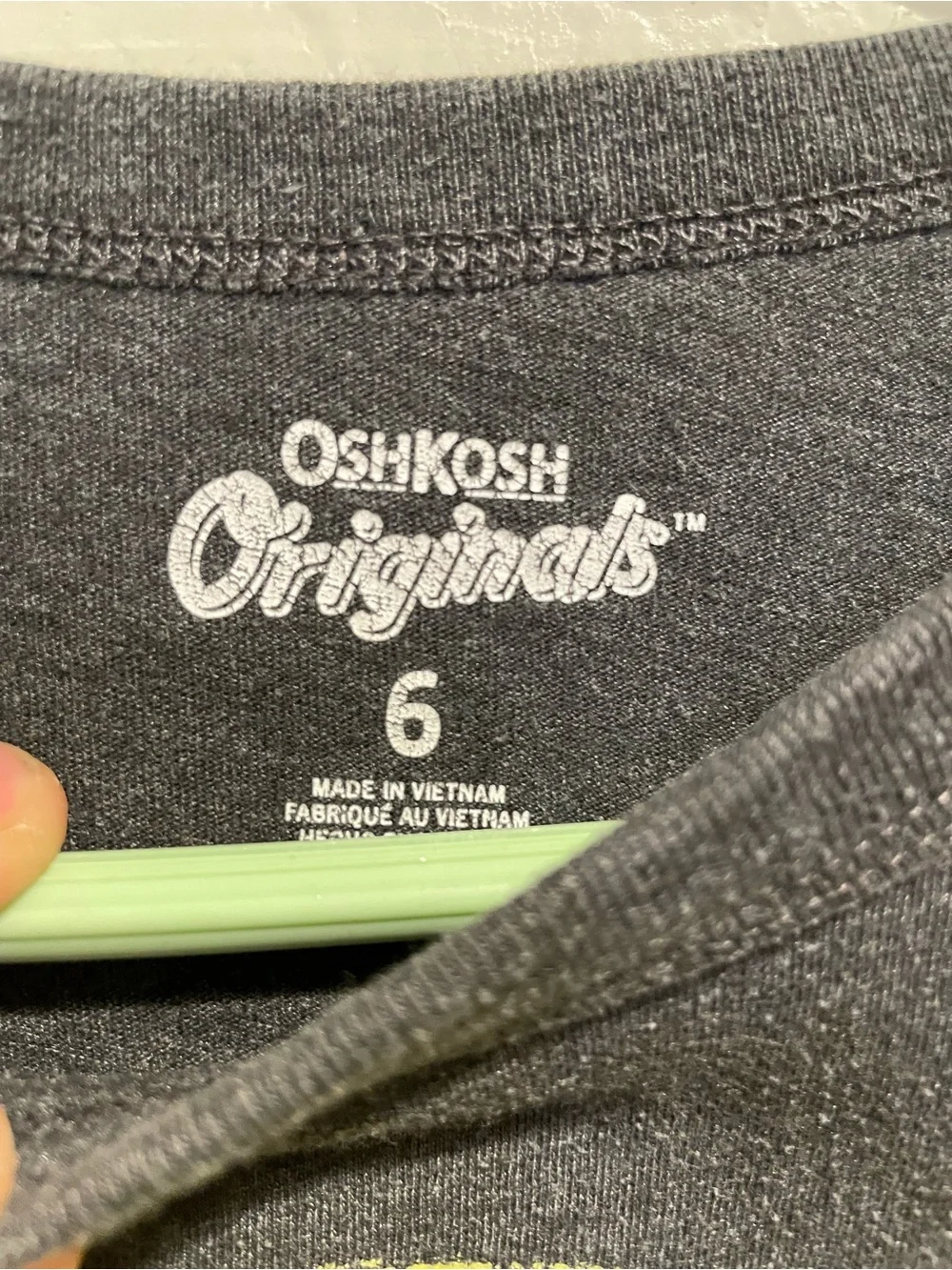 OshKosh B'gosh Boys Size 6 Charcoal Grey Neon Yellow Sup Bro Graphic T-Shirt